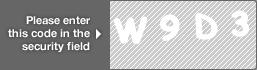 captcha code for visual authentication  letter W number 9 letter D number 3